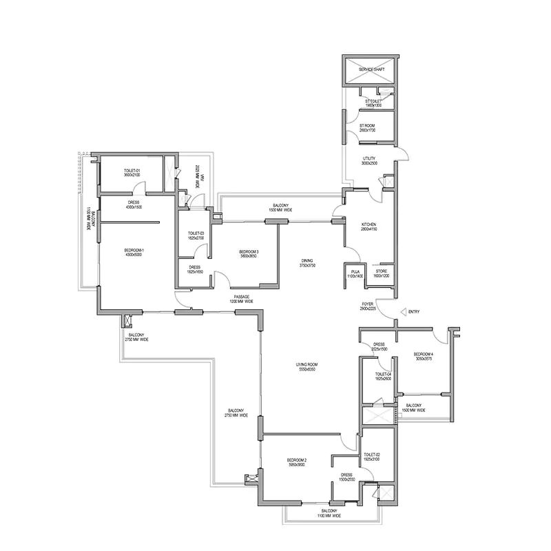 4 BHK Type 1