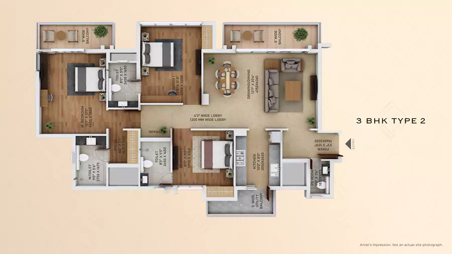 3 BHK (Type 2)