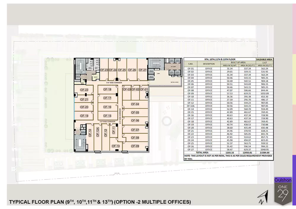 9th-13th Floor Plan Small Offices