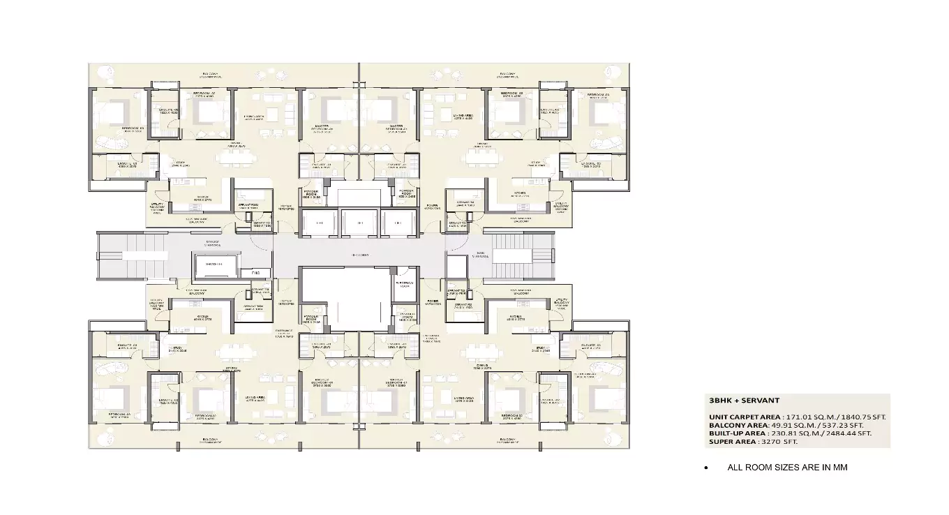 3 BHK + Servant