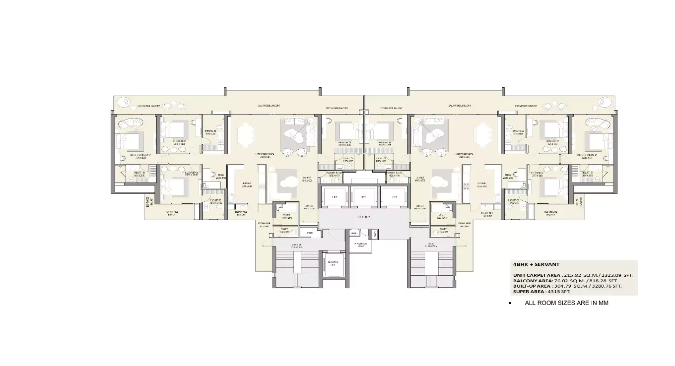 4 BHK + Servant