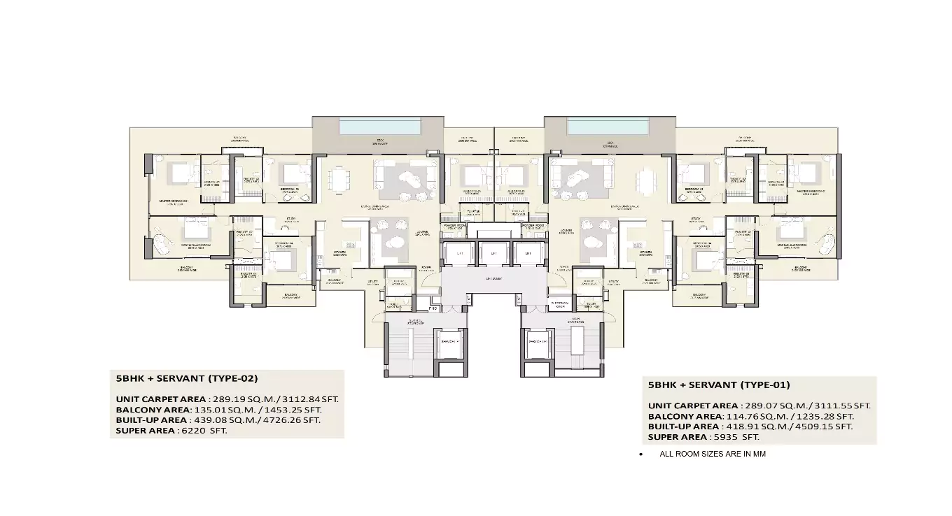 5 BHK + Servant